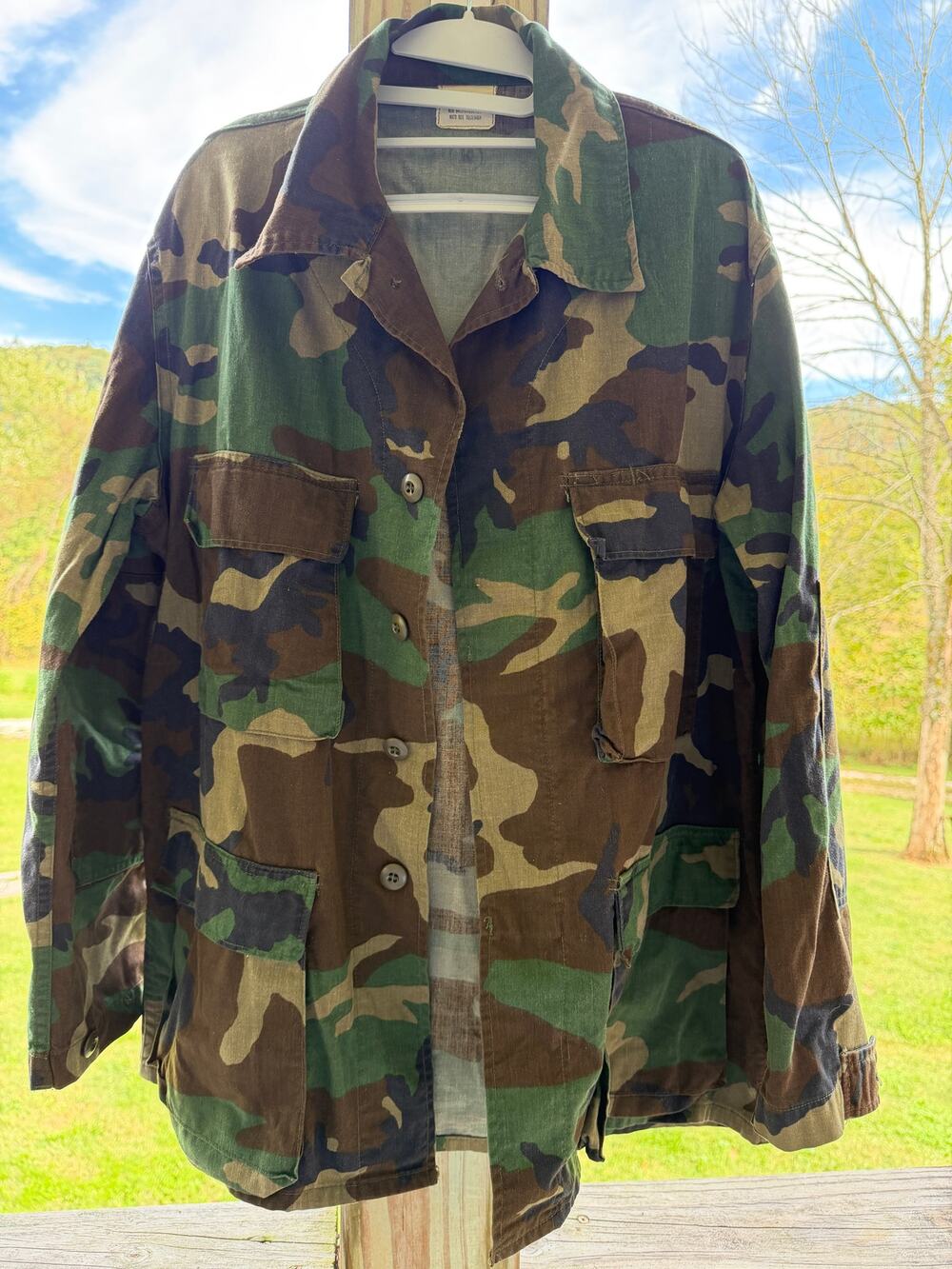 Vintage 80s Authentic US Military M81 Woodland Camo Combat Jacket Unisex Medium